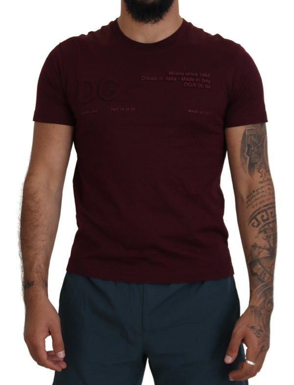 Elegant Maroon Crew Neck Casual Casual Tee