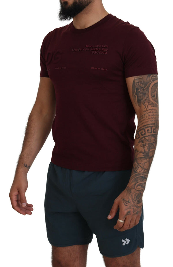 Elegant Maroon Crew Neck Casual Casual Tee