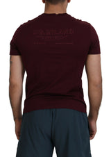 Elegant Maroon Crew Neck Casual Casual Tee