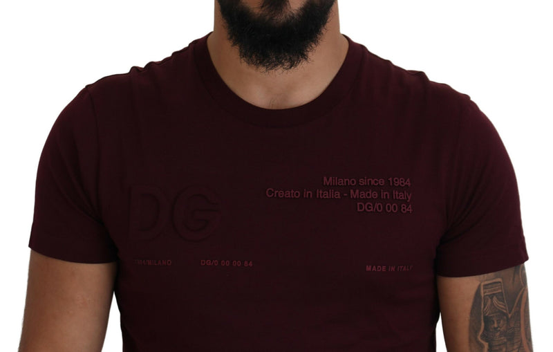 Elegant Maroon Crew Neck Casual Casual Tee