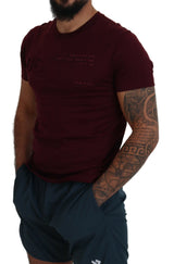 Elegant Maroon Crew Neck Casual Casual Tee