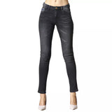 Jean skinny de taille moyenne noire chic