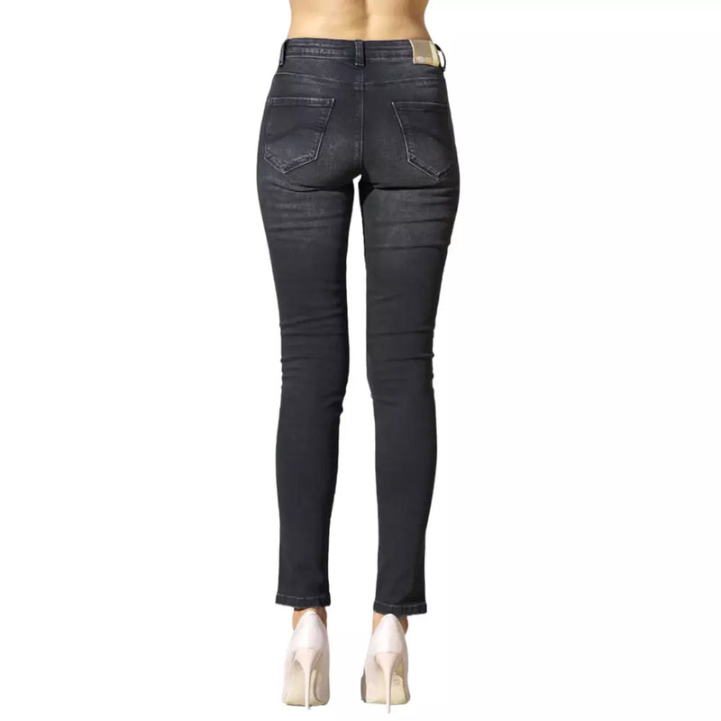 Jean skinny de taille moyenne noire chic