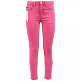 Chic Fuchsia Skinny Jeans mit Mini -Knöchelschlitzen