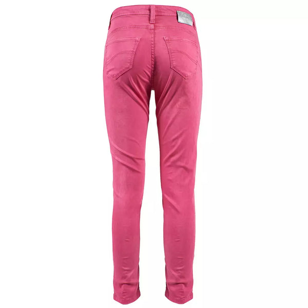 Jean skinny fuchsia chic avec mini fentes à la cheville