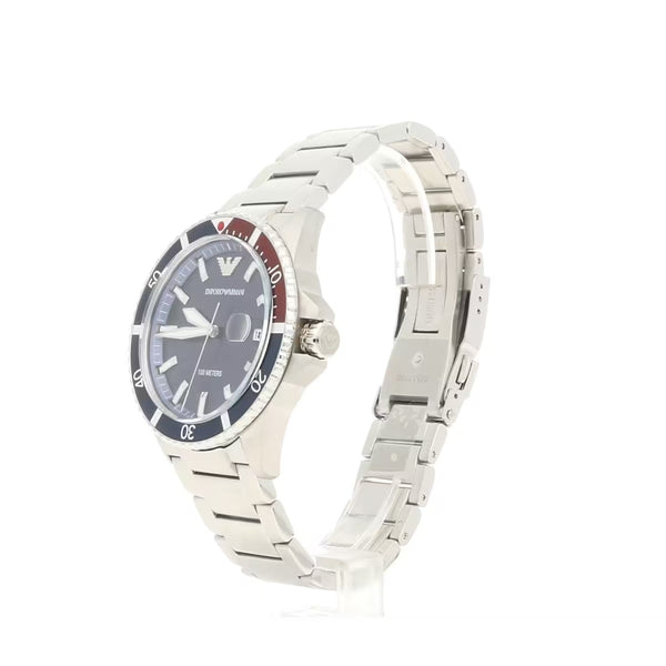 Montre masculine en quartz en acier élégant - Cadran bleu océan