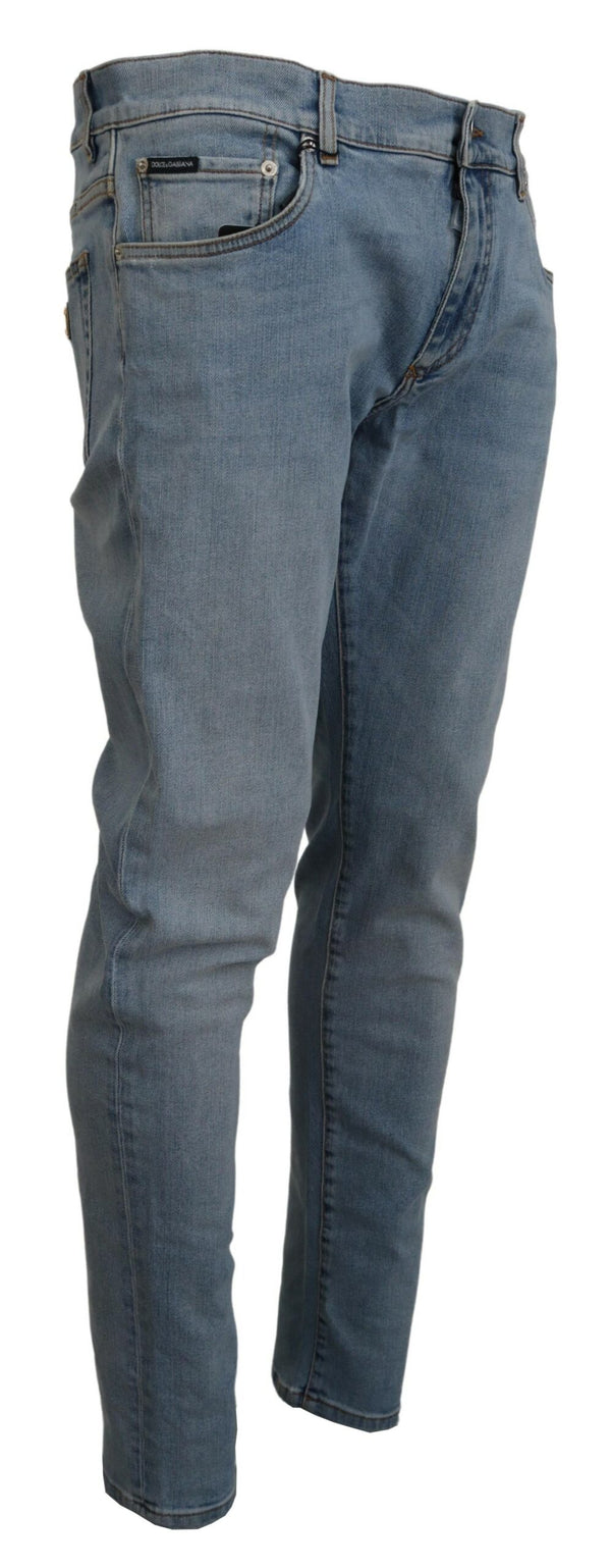 Élégant pantalon en jean bleu clair slim fit