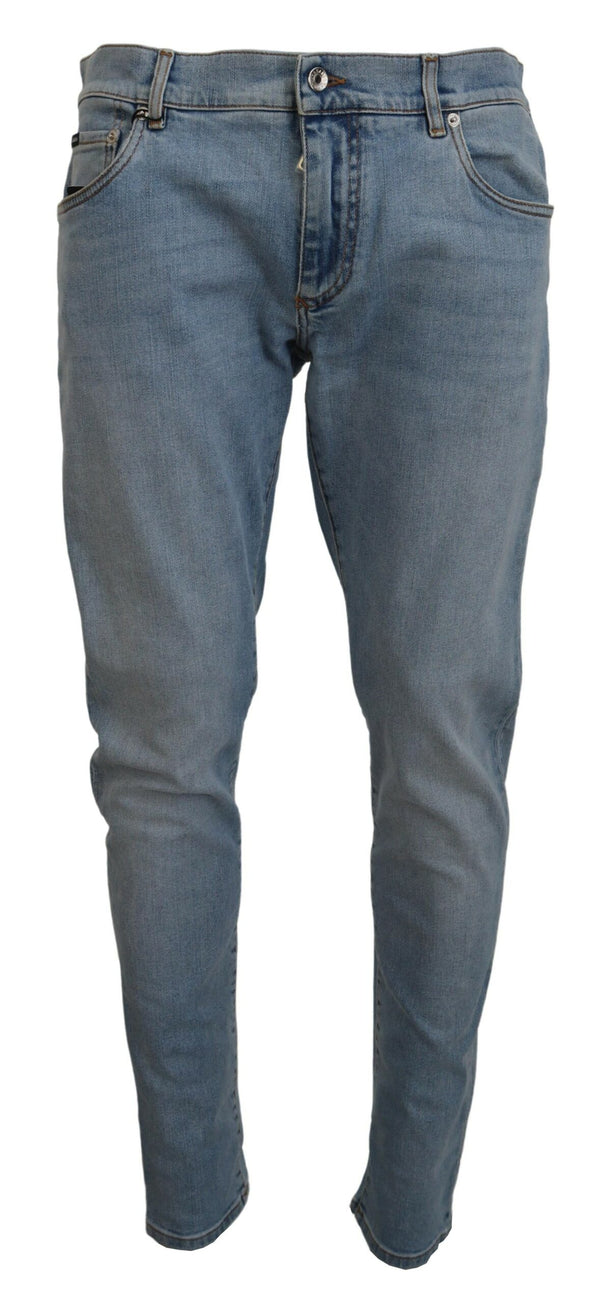 Eleganti pantaloni in denim a blu chiaro