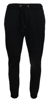 Sleek Black Wool-Blend Sweatpants