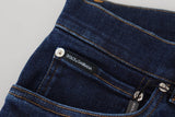 Elegant Slim Fit Dark Blue Denim Jeans