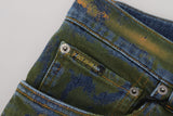 Chic Slim-Fit Denim Jeans in Green Wash