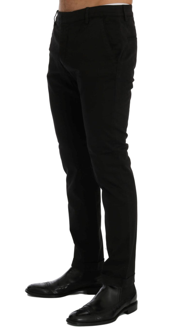 Pantalon de coton slim noir chic