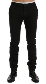 Pantalones de algodón negro elegante Fit Negro