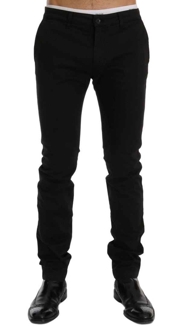 Pantalon élégant en coton noir slim fit