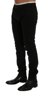 Elegant Slim Fit Black Cotton Trousers