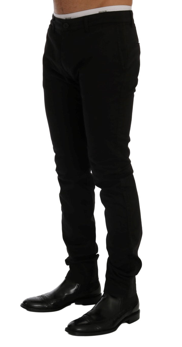 Pantalon élégant en coton noir slim fit