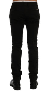 Pantalon élégant en coton noir slim fit