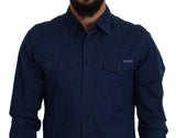 Elegante camicia casual in denim blu