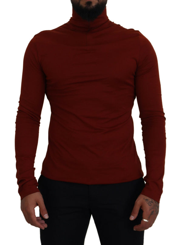 Elegante maglione con zip da colletto marrone