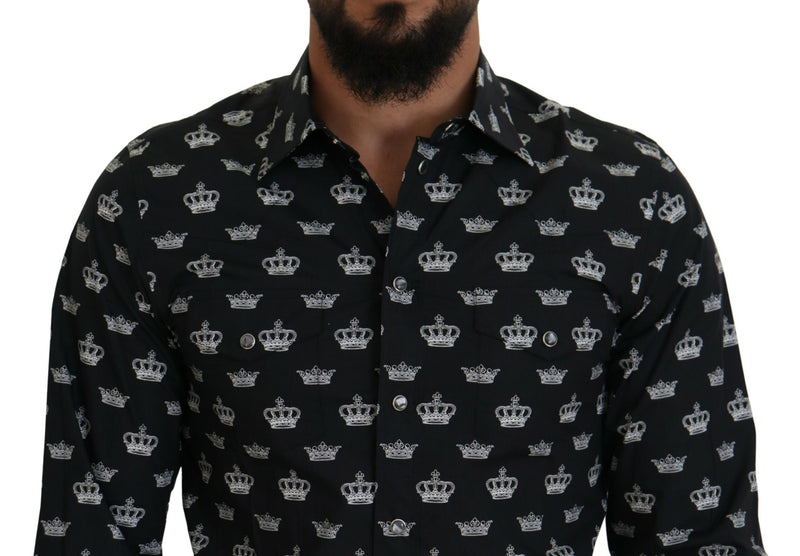 Camisa formal de estampado de corona elegante Fit Slim Fit