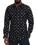 Camisa formal de estampado de corona elegante Fit Slim Fit