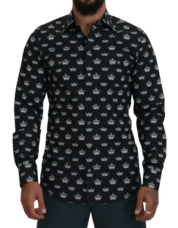 Camisa formal de estampado de corona elegante Fit Slim Fit