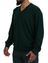 Elegante maglione di cashmere a V verde V verde