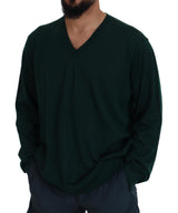 Elegante maglione di cashmere a V verde V verde