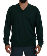 Elegante maglione di cashmere a V verde V verde