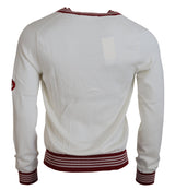 Pull en V blanc en soie blanc