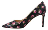 Elegantes bombas de cuero con estampado floral