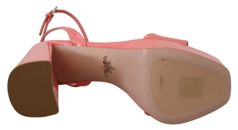 Chic Pink Patent Leder Plattform Sandalen