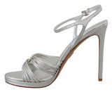 Elegante silberne Stiletto -Absätze Sandalen