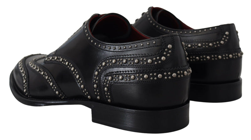 Elegante besetzte schwarze Derby -Schuhe