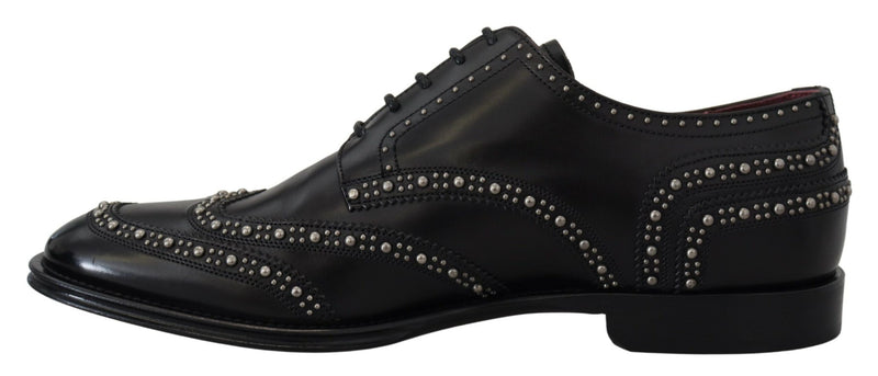 Elegante besetzte schwarze Derby -Schuhe