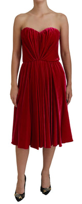 Robe midi sans bretere en rose foncé