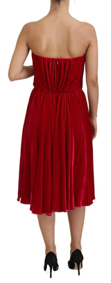 Robe midi sans bretere en rose foncé