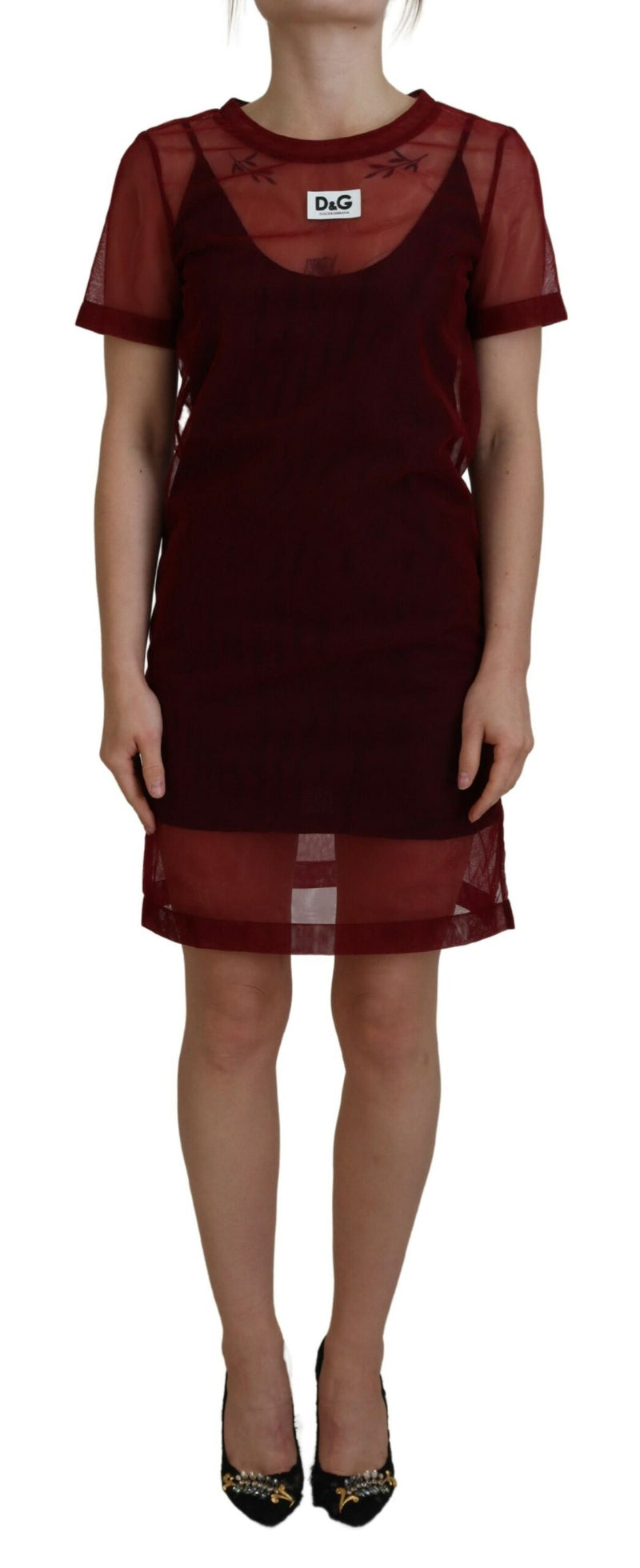 Maroon Mini Shift Dress - Italienische Eleganz