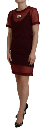 Maroon Mini Shift Dress - Italienische Eleganz