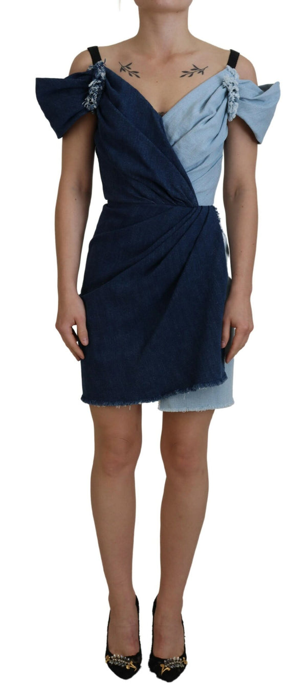 Chic Zwei -Ton -Denim -Scheidekleid