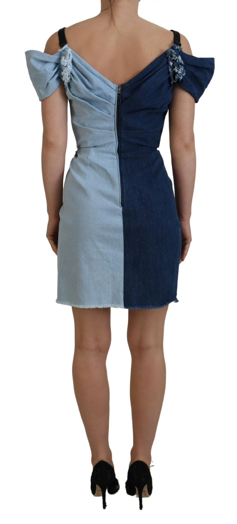 Chic Zwei -Ton -Denim -Scheidekleid