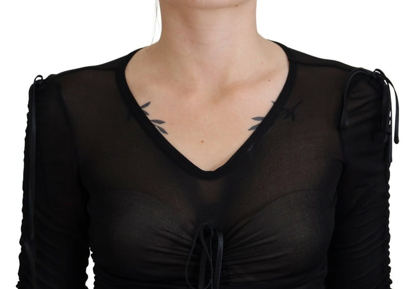 Robe corporelle élégante en soie noire noire