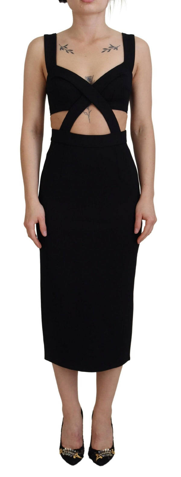 Robe de gaine midi noire élégante