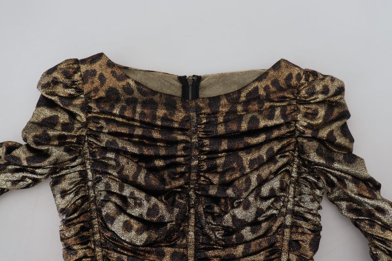 Vestido elegante de leopardo estampado Midi Bodycon