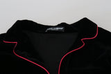 Elegant Black Silk-Blend Jacket with Waist Belt