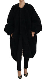 Elegante giacca da overcoat Black Cashmere Blend