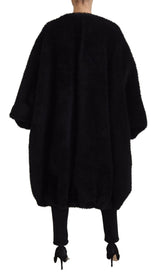 Elegant Black Cashmere Blend Veste de pardessus