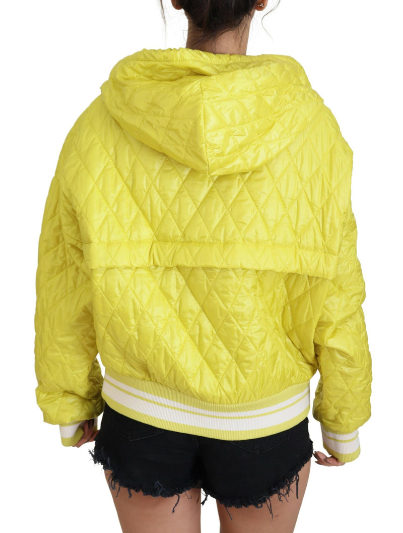 Elegant Yellow Hooded Jacket