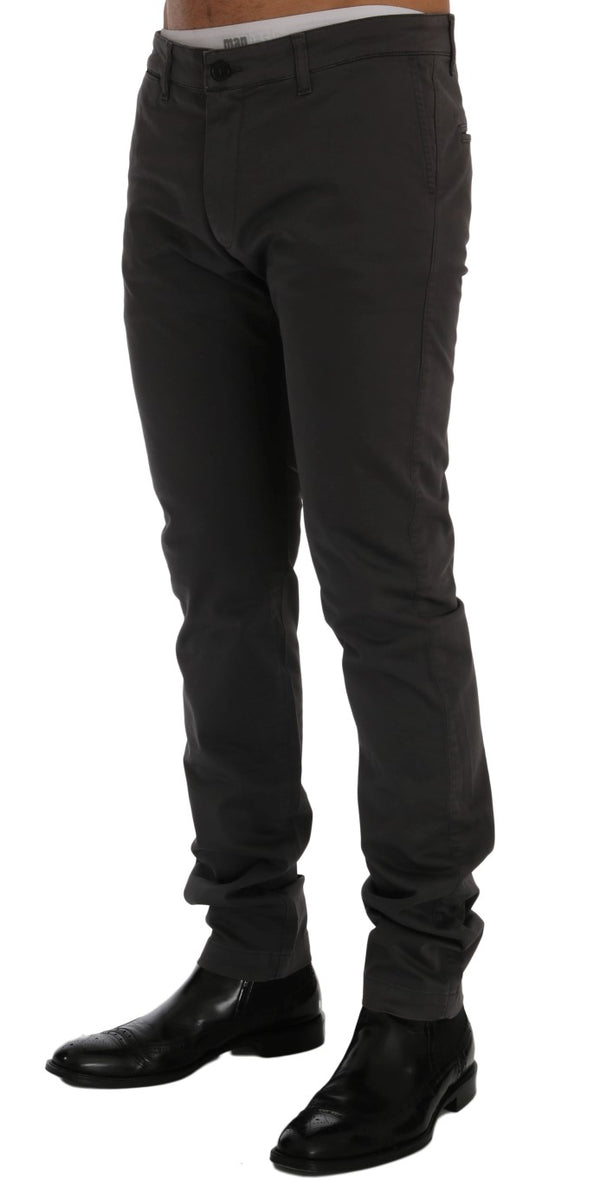 Eleganti pantaloni di cotone grigio-fit