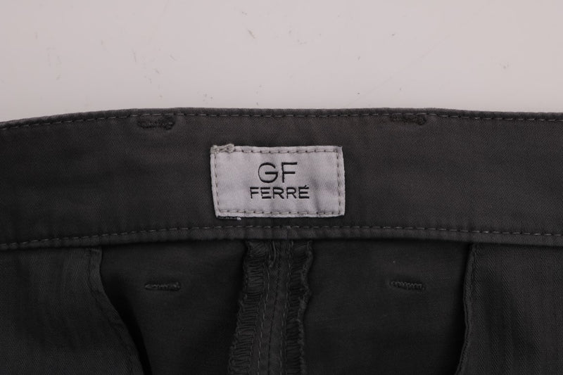 Eleganti pantaloni di cotone grigio-fit